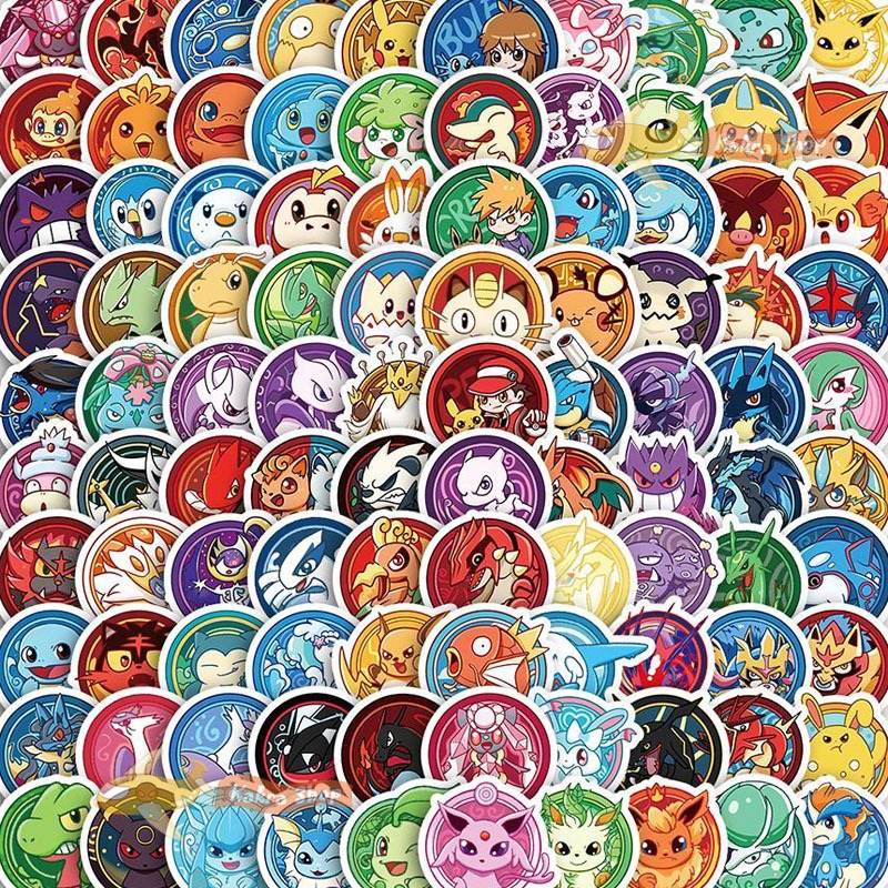 100ชิ้น ้ โปเกมอ สติกเกอร์ ปิกาจู Pokemon Charizard Bulbasaur Gengar Sticker DIY สัมภาระกีตาร์สเก็ตบอร์ดสมุดบันทึก