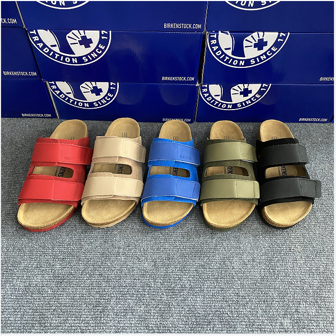 ยกร้าน ส่งฟรี โรงงานขายตรงเยอรมนี birken35-46 ขนาดของแท้หนัง Birkenstock รองเท้า Cork รองเท้าแตะสวมใส่ด้านนอกหนังนิ่มฤดูร้อนสไตล์ใหม่ Birkenstock รองเท้า Velcro Flip-F