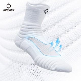 RIGORER ถุงเท้ากีฬาผู้ชาย ถุงเท้าบาสเก็ตบอล สูง ไม่ลื่น หายใ…