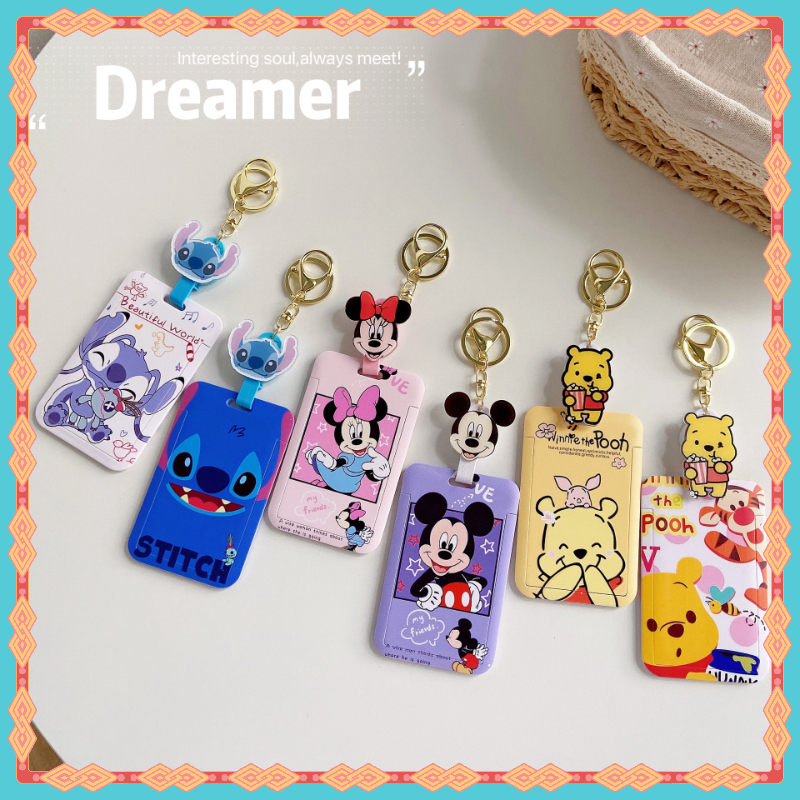 Mickey Multi-Function Retractable Card Holder ป้ายชื่อ ID Holder Swip Bank Bus Access Control Student Work Permit ป้องกันการ์ดรูปถ่าย
