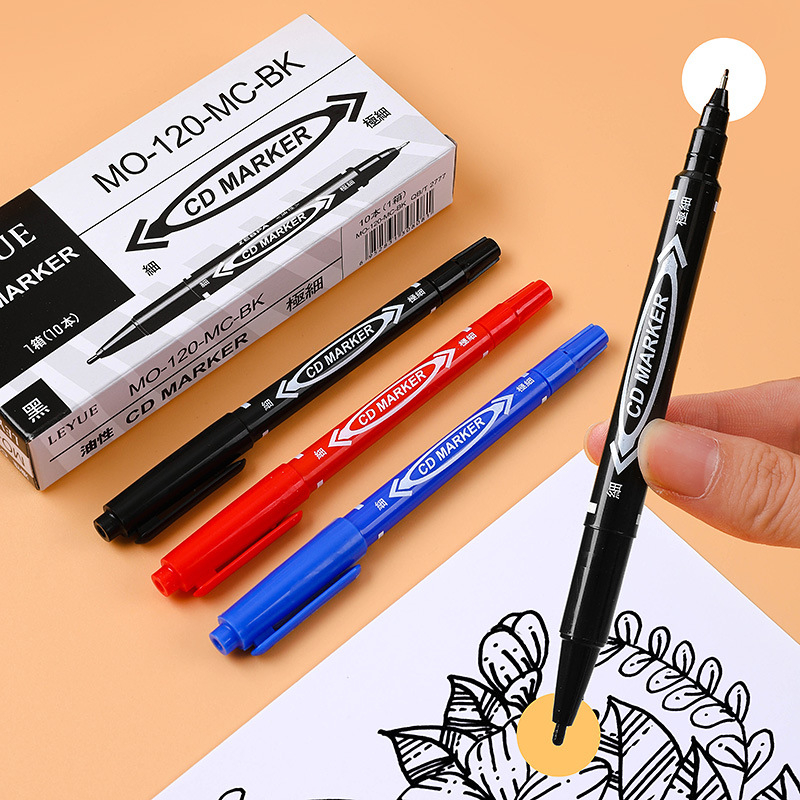 Oily Marker Double-Ended Liner กันน้ํา Quick-Drying Marker Art จิตรกรรมปากกาเครื่องเขียน WJ441