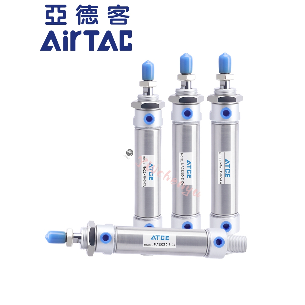 Airtac สแตนเลสมินิกระบอกขนาดเล็กนิวเมติก MA16 MA20 MA25 MA32 MA40 X25 X75 X100 X125 X150-SCA