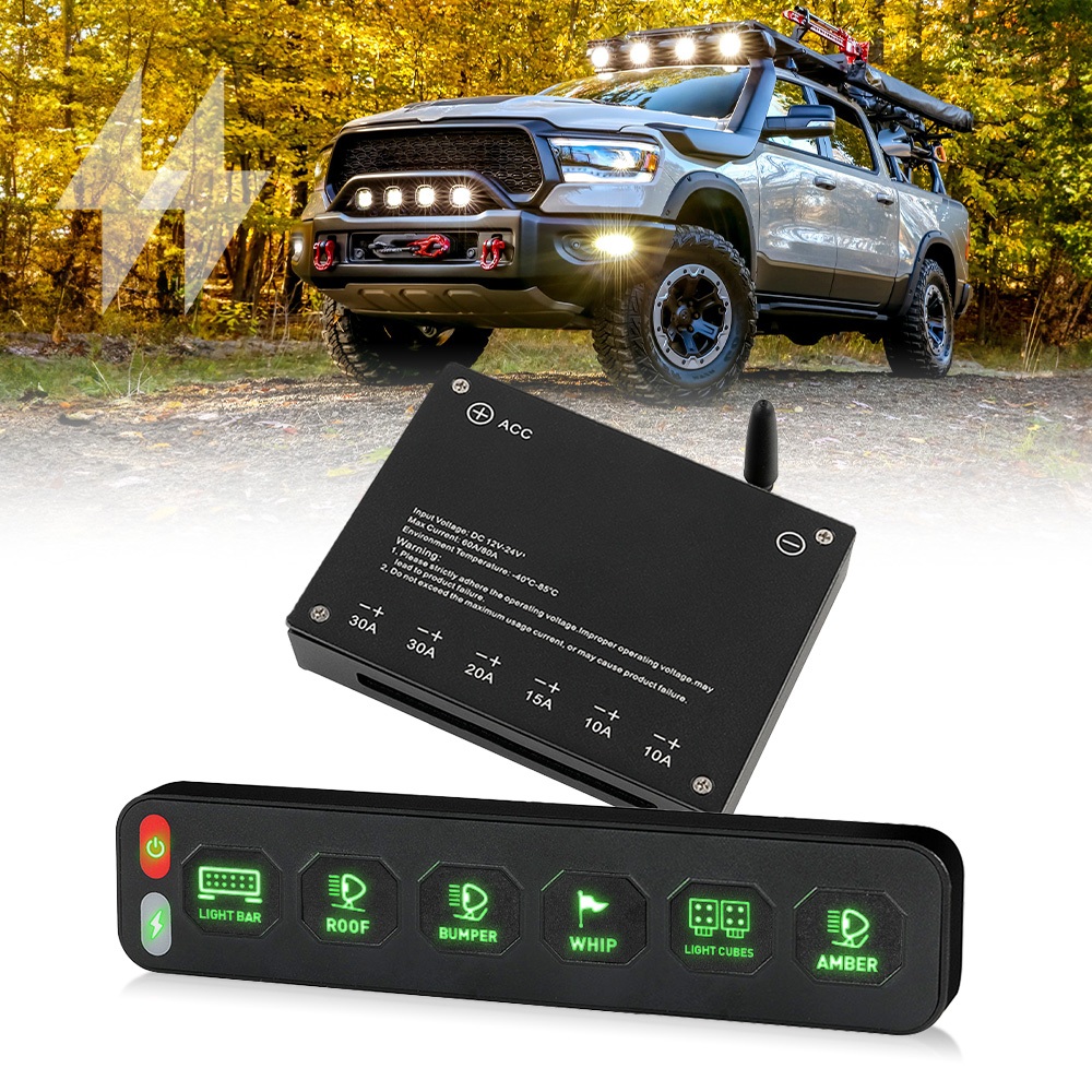 Co LIGHT 6 Gang 8 Gang แผงสวิตช์ระบบควบคุมไร้สาย RGB สําหรับรถยนต์