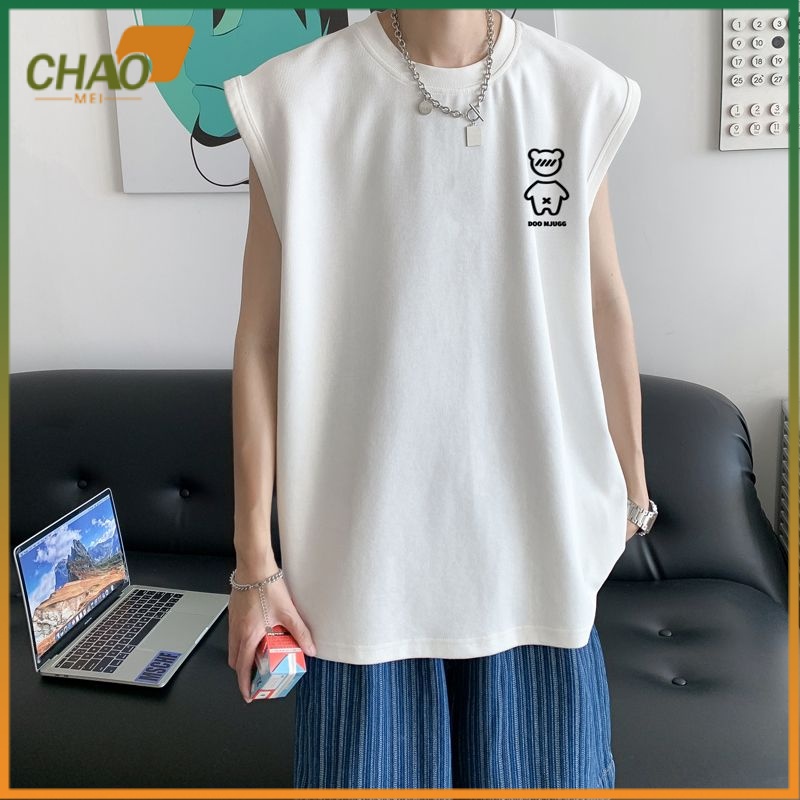 (TH ในสต็อก)American Heavy Vest Boys Summer Sports Vest ins Street Wear High Street Casual Sleeve All-Match Top