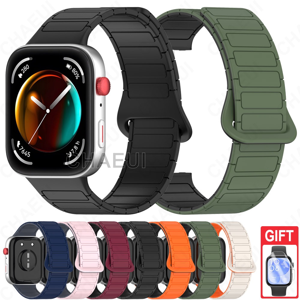 สร้อยข้อมือสายรัดซิลิโคนสายรัดข้อมือสีคู่อุปกรณ์เสริมสําหรับ Huawei Watch Fit 3 4 Pro