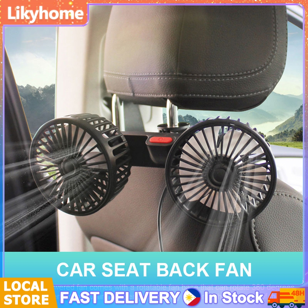 [พร้อมส่ง] 12v/24v พัดลมในรถยนต์ พัดลม USB ในรถยนต์ ปรับได้ 360 องศา พัดลมคู่ พัดลมUSB ความเร็วลม 3 ระดับ พัดลมไร้เสียง พัดลมรถยนต์แบบพกพา