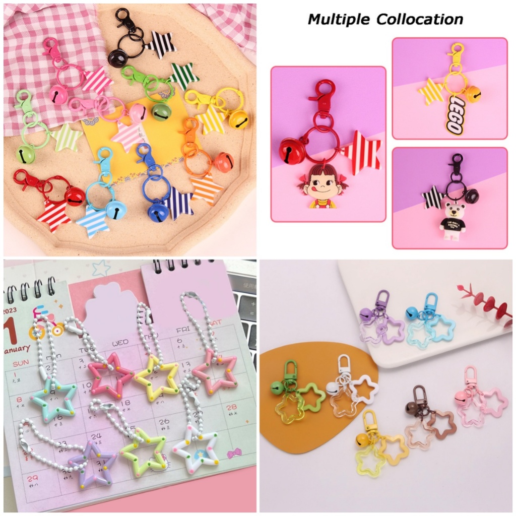 พวงกุญแจ จี้อะคริลิคกลวง น่ารัก ห้าแฉก เหมาะกับของขวัญ สําหรับผู้หญิง