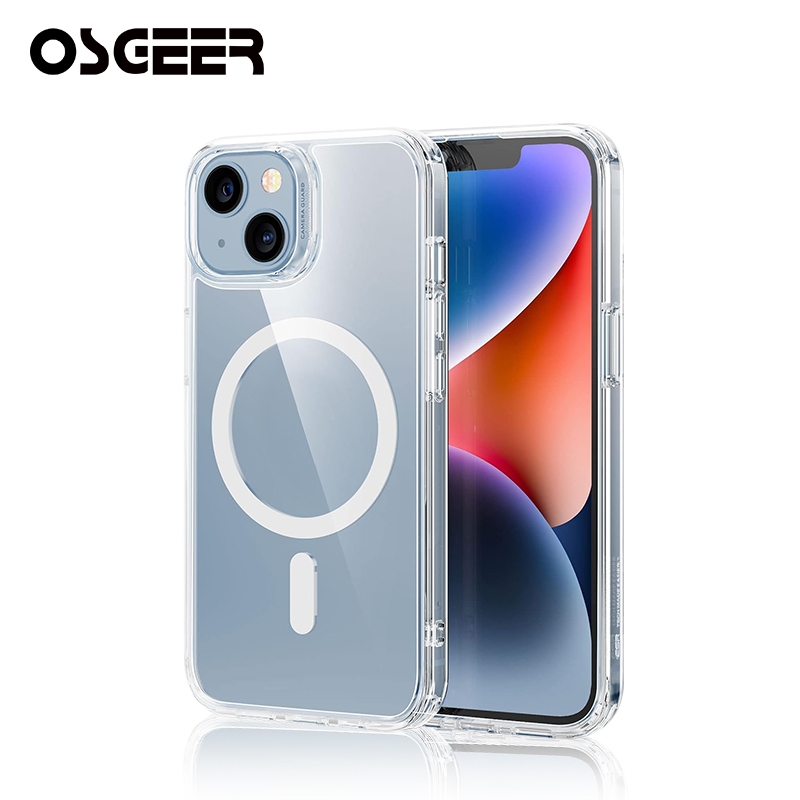 OSGEER เคสป้องกันแม่เหล็กกันกระแทกแบบใส เคสป้องกัน TPU+PC เหมาะสําหรับ iPhone 11/11Pro/11Pro/14/13 /12/15/16 promax