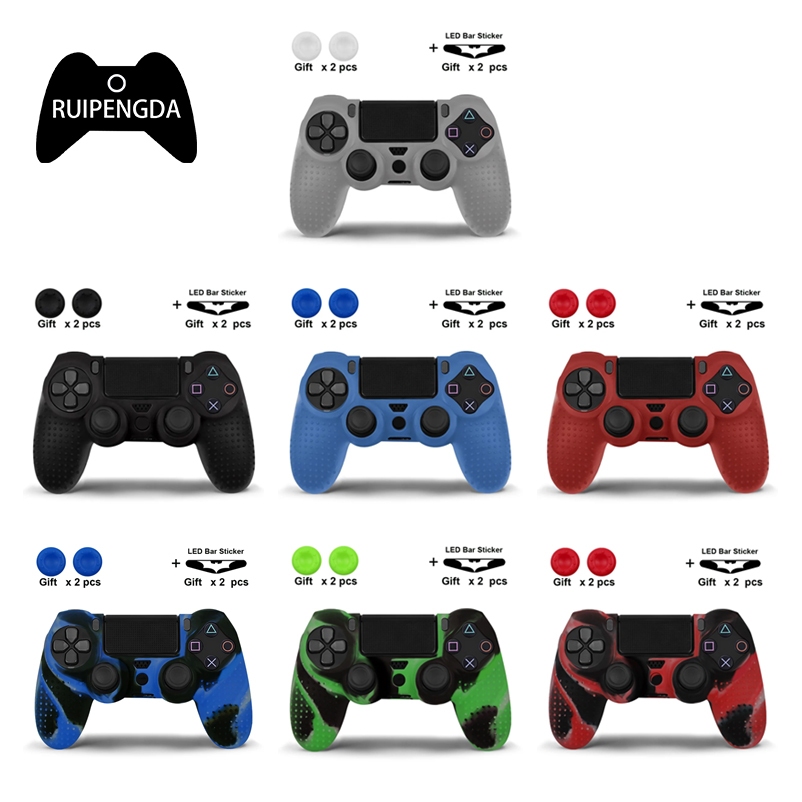 ป้องกันยางสําหรับ Sony PS4 อุปกรณ์เสริมคอนโทรลเลอร์ซิลิโคนสําหรับ PS4 Gamepads จอยสติ๊ก 2 thumbsticks Grips Caps