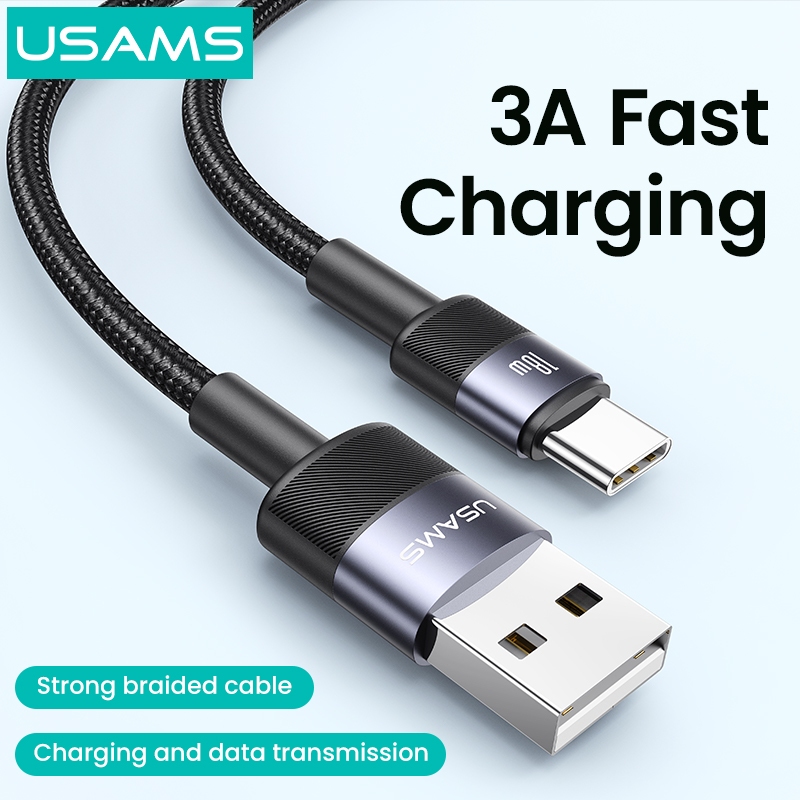 Usams สาย USB Type C 3A สาย USB ถึง Type C สายเคเบิลข้อมูลชาร์จเร็วสําหรับ
