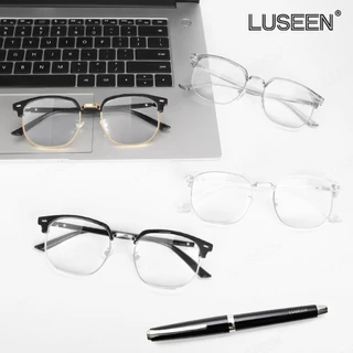 LUSEEN ป้องกันรังสี ตาโฟโตโครมิก แว่นตาสําหรับผู้หญิง ผู้ชาย สําหรับ หน้าสี่เหลี่ยม แว่นตากึ่งไม่มีขอบ แว่นตากันแดด AG2242