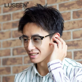 LUSEEN ป้องกันรังสี ตาโฟโตโครมิก แว่นตาสําหรับผู้หญิง ผู้ชาย สําหรับ หน้าสี่เหลี่ยม แว่นตากึ่งไม่มีขอบ แว่นตากันแดด AG2242
