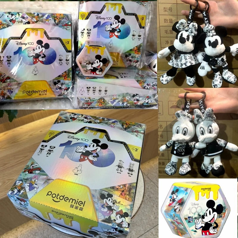 Disney ครบรอบ 100 ปี Mickey Mouse Family Blind Box ตุ๊กตาเครื่องประดับของขวัญ, อะนิเมะและมังงะของสะสม