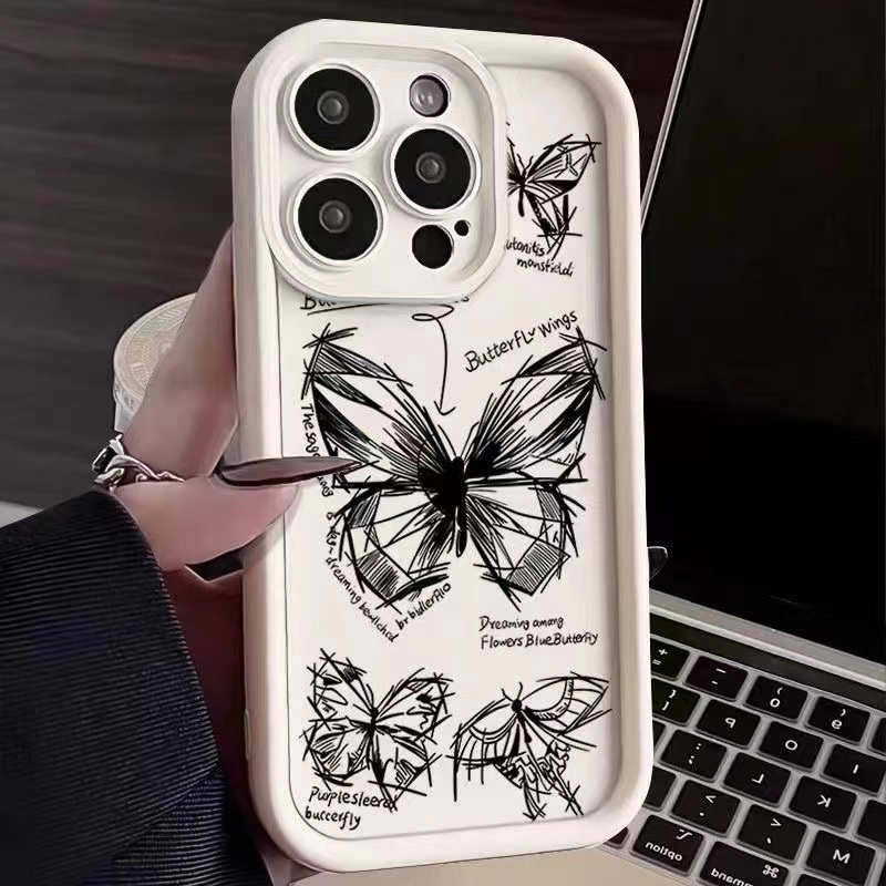 เคส VIVO Y81 Y81i Y81S Y83 Y66 Y65 Y67 Y85 V9 Y76 5G Y72 Y52 5G กรณีโทรศัพท์ผีเสื้อแบบเต็มหน้าจอป้อง