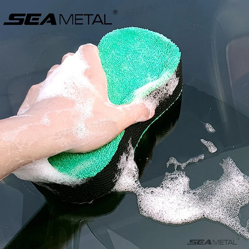 SEAMETAL ฟองน้ําล้างรถหนา ฟองน้ําทําความสะอาดการดูดซึมน้ําที่แข็งแกร่ง น้ํายาทําความสะอาดรถยนต์และชุด (23*10.5*6.5cm) thumbnail 3