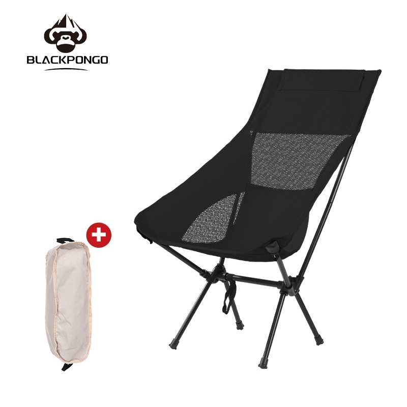 Blackpongo เก้าอี้พับกลางแจ้งแบบพกพา Ultralight Leisure ตกปลาสตูล High Back Beach Camping เก้าอี้