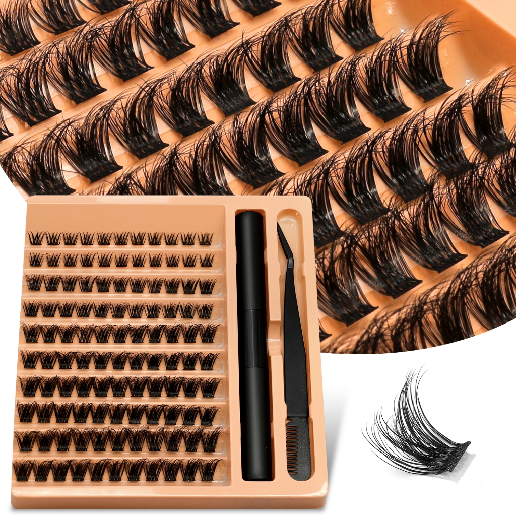 Lash Clusters ชุด DIY Eyelash Extension Kit ขนตาปลอมส่วนบุคคล Lash Clusters Bond และ Seal และ Lash Applicato แต่งหน้า