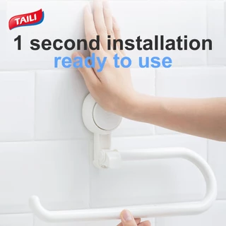 TAILI ถ้วยดูดกระดาษเช็ดมือครัวผู้ถือ No Drill reusable Kitchen Roll ผู้ถือกระดาษชั้นเก็บติดผนังปรับได้