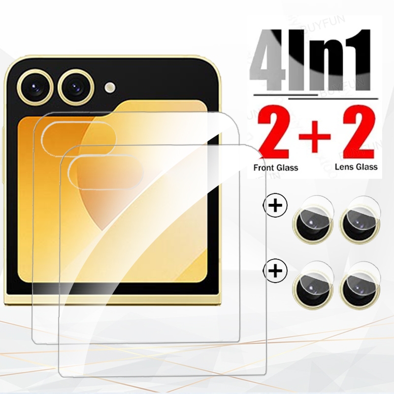 3in1/4in1 สําหรับ Samsung Galaxy Z Flip6 5G พลิก 6 5 zflip6 กล้องด้านหลังฟิล์มป้องกันหน้าจอด้านหลังกระจกนิรภัย