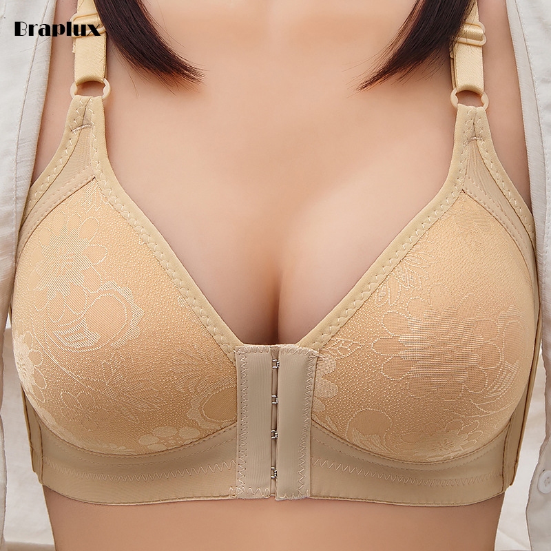 Braplux 44 บราไร้โครง เสื้อชั้นในไร้สาย ขนาดใหญ่ สกินโทน ดันทรง ตะขอหน้า ปิดด้านหน้า หัวเข็มขัดปิด ล็อคด้านหน้า ไม่มีโครง พลัสไซซ์ สําหรับผู้หญิง ไม่มีโครง สีดํา พลัสไซซ์ 40 42 ชุดชั้นใน เสื้อใน ไซส์ ใหญ่ ไซส์ใหญ่ plus size bra