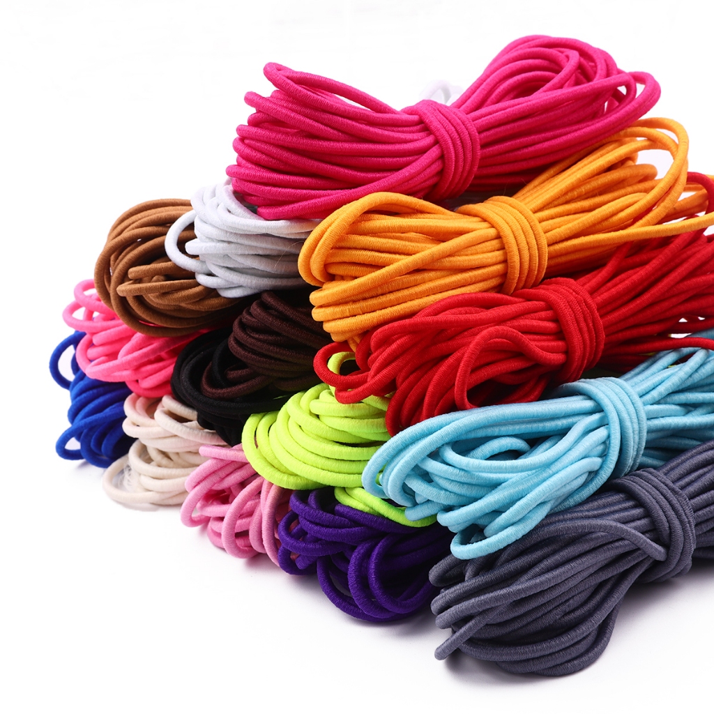 5เมตร/ม้วน2/2.5มิลลิเมตรไนล่อนที่มีสีสันที่มีคุณภาพสูงรอบวงยืดหยุ่นรอบเชือกยืดหยุ่นยางรัดสายยางยืด ทําเอง อุปกรณ์เย็บผ้า