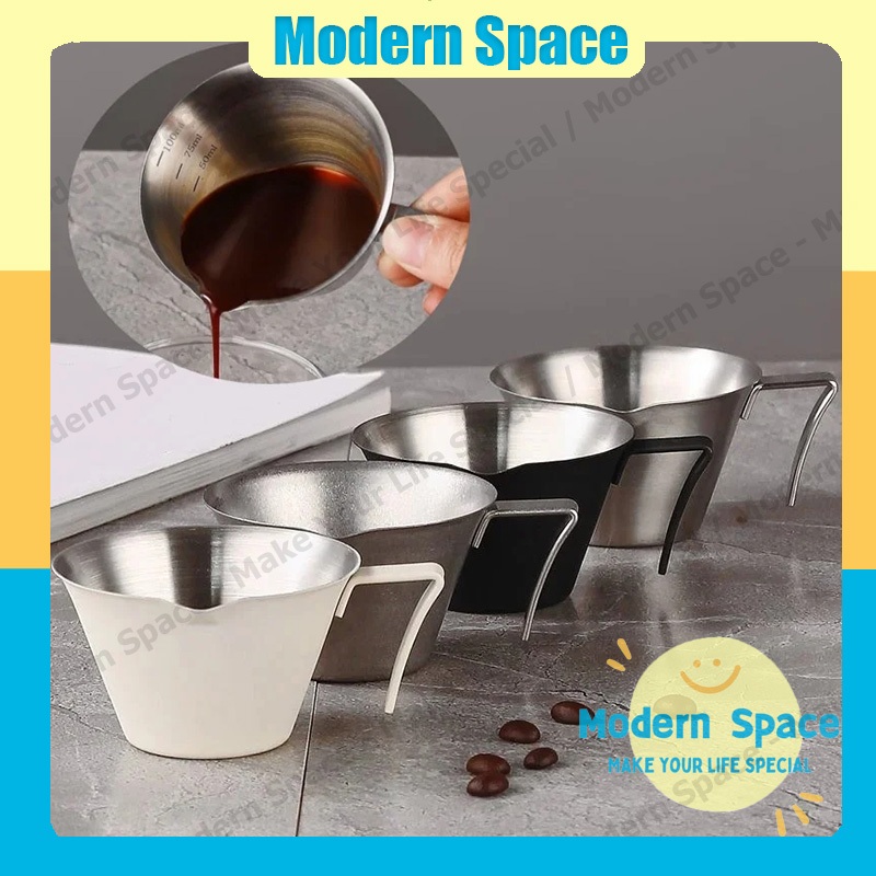 【สินค้าพร้อมส่ง】ถ้วยตวงเอสเปรสโซ่ ถ้วยช็อตเอสเพรสโซ่ 100ML ช็อตกาแฟ Measuring Cup Stainless Steel