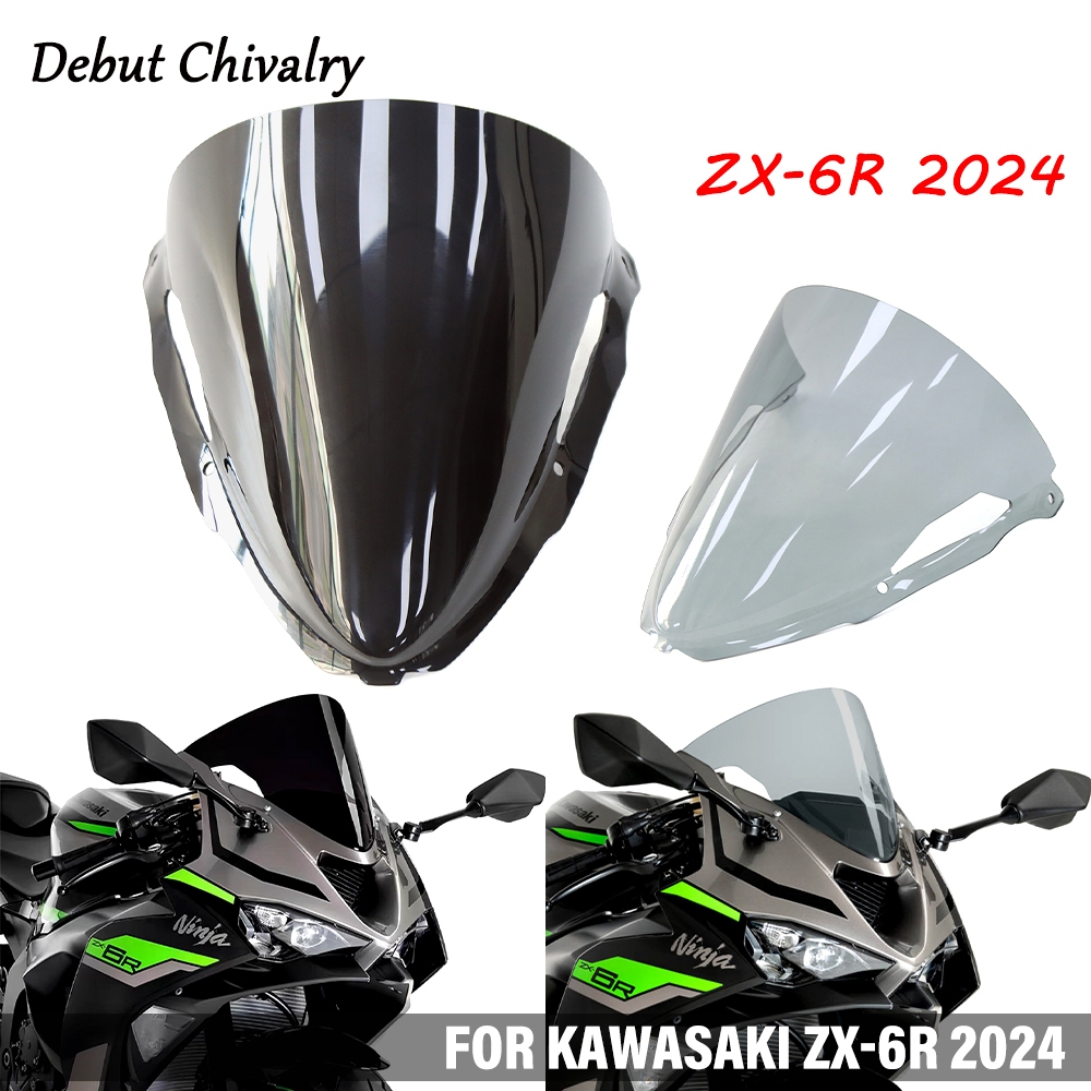 อุปกรณ์มอเตอร์ไซค์ สําหรับ Kawasaki ZX-6R ZX6R 2024 กระจกหน้ารถมอเตอร์ไซค์ กระจกบังลมหน้า ZX 6R แฟริ