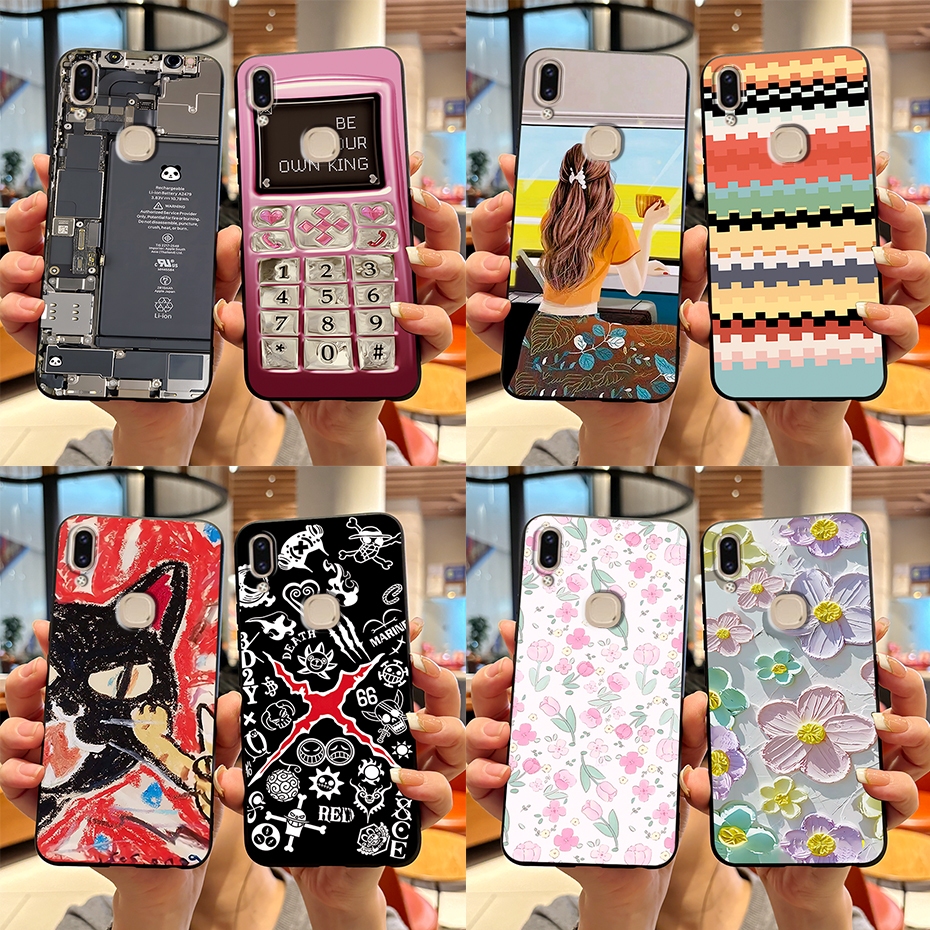 สําหรับ VIVO V9 Y85 Y11 Y12i Y89 ZX5 Z1 1723 1726 1906 เคสโทรศัพท์ Shock-proof Matte สีดําออกแบบใหม่รูปแบบฝาครอบ Shell
