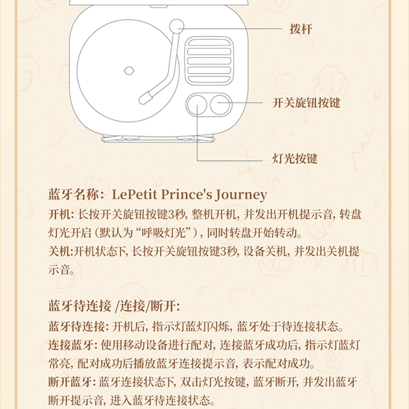 Little Prince Jointly Branded Retro Bluetooth Speaker Creative Handmade Desktop กล่องดนตรีขนาดเล็ก Sound Friend ของขวัญวันเกิด