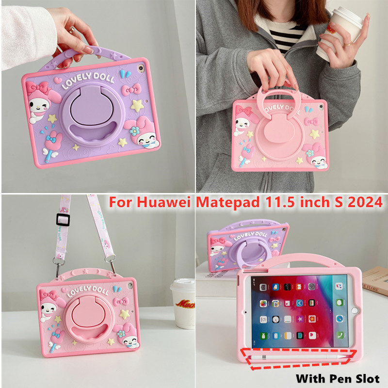 สําหรับ Huawei Matepad 11.5 นิ้ว S 2024 DMG-W00 TGR-W09 TGR-W10 360 องศากาวอ่อนพร้อมช่องเสียบปากกานุ