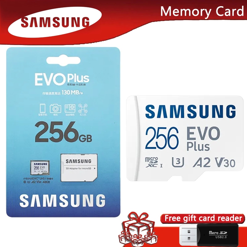 การ์ด Samsung EVO microSD 512GB/256GB/128GB/64GB A2 Class10 การ์ด TF ความเร็วสูงสําหรับโทรศัพท์มือถือคอมพิวเตอร์การตรวจสอบกล้อง