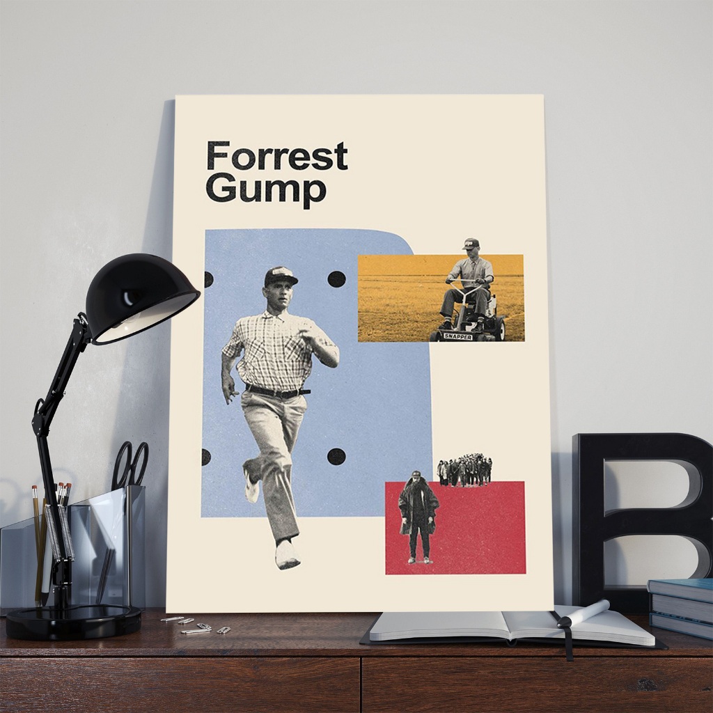 Forrest Gump Movie Alternative Canvas Poster, Mid Century Grunge Poster, ภาพวาดตกแต่งผนังสําหรับคนรักภาพยนตร์