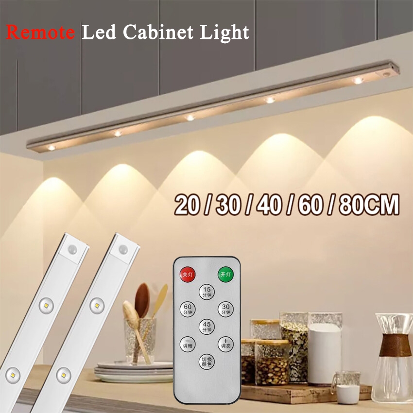 60cm /80cm 3สี LED ไฟเซนเซอร์อัตโนมัติ ไฟตรวจจับการเคลื่อนไหวกลางคืน หรี่แสงได้ ปรับสีได้ ชาร์จได้ ไร้สาย ไฟกลางคืนชาร์จ USB  สําหรับห้องครัว ตู้เสื้อผ้า