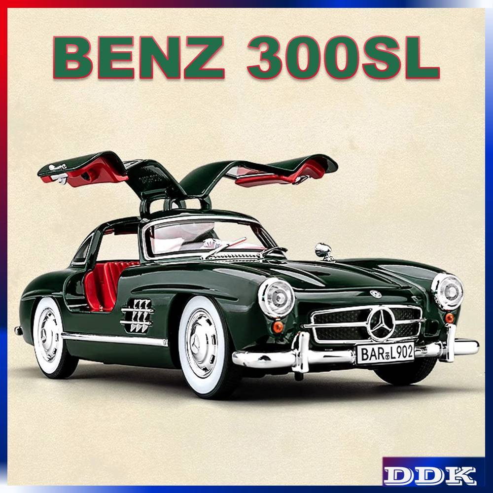 1:24 BENZ 300SL Diecast Alloy รุ่นของเล่นรถเสียงแสงดึงกลับของขวัญเด็กเพื่อนของขวัญวันเกิด