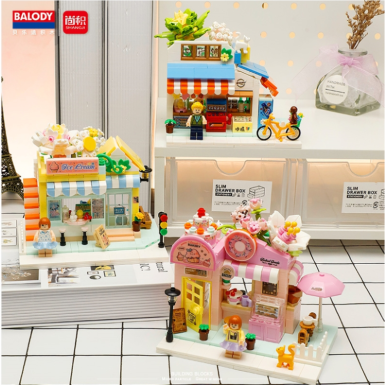 ดอกไม้ปลูกศิลปะ House Series Building Blocks ของเล่นของขวัญ