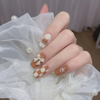 【พร้อมกาว】เล็บปลอม Diy ออกแบบเล็บปลอม 24 ชิ้น