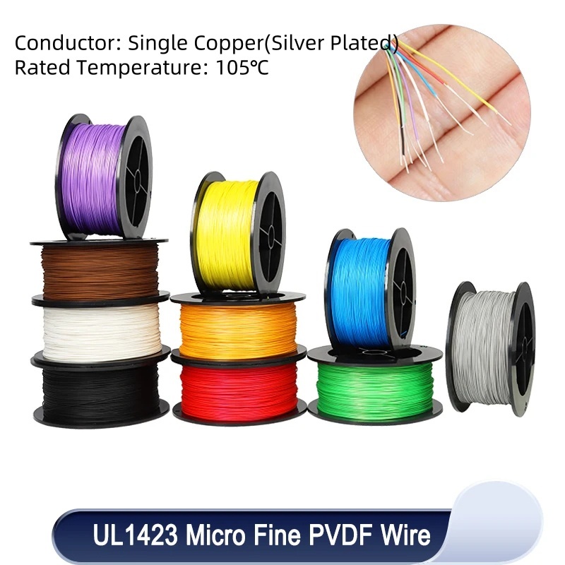 Ul1423 PTFE Wire Single Core Silver Plated PVDF Insulated Cable (ไม่มี Scroll) Micro Fine Copper Wir