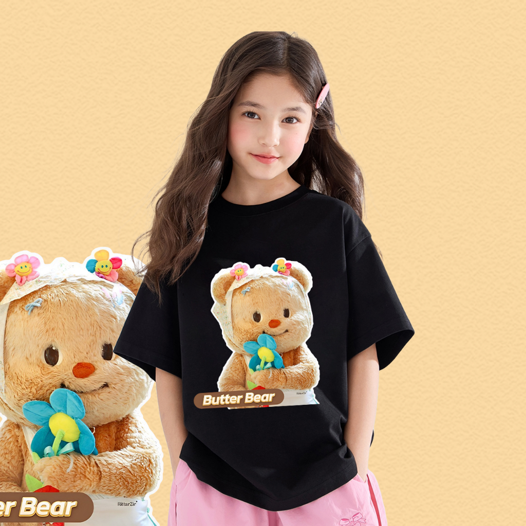 [ผ้าฝ้าย 100%]เสื้อยืดเด็กน่ารัก พร้อมส่ง เสื้อยืดเด็กเสื้อน้องหมีเนย หมีเนย Butterbear Kid's T-shirt เหมาะสำหรับทั้งชายและหญิง100cm-150cm