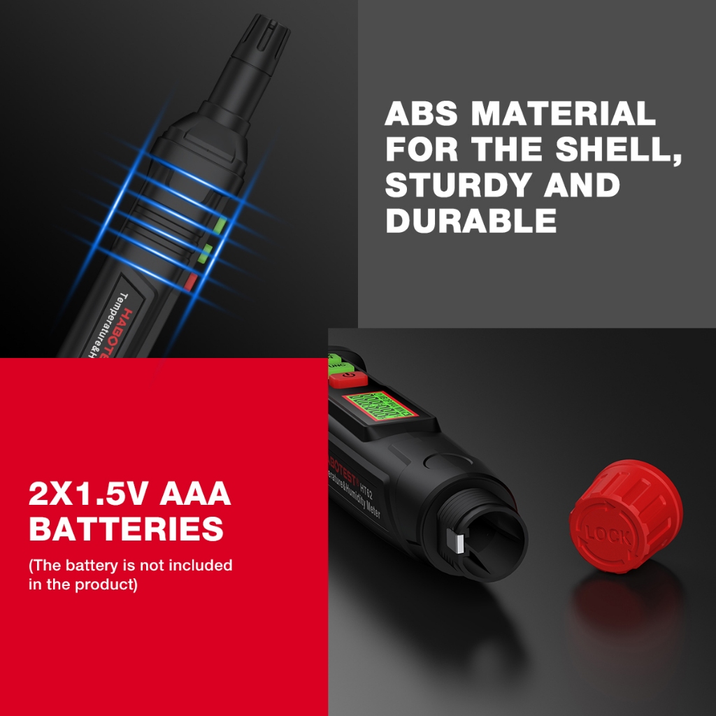 HABOTEST HT62 เทอโมมิเตอร์ & เครื่องวัดความชื้น 4-in-1 เทอร์โม-ไฮโกรมิเตอร์ปากกาความชื้นและอุณหภูมิด้วยจุดน้ำค้างและหลอดวัดความชื้น - รูปที่ 6