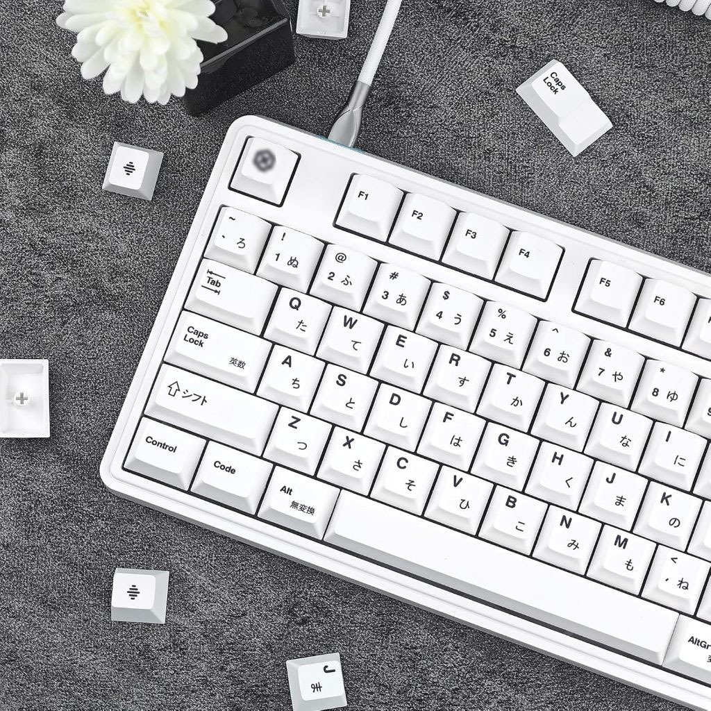 Minimalist White Keycaps 135 Keys Cherry Profile PBT Material Japanese Thai Keycap for RK61 64/71/84