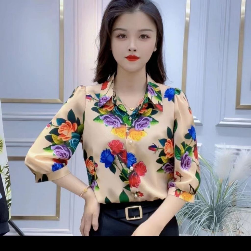เสื้อผ้าแฟชั่นผู้หญิง เสื้อเชิ๊ต คอปก แขนสั้น