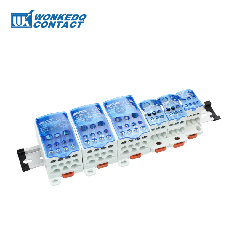 กล่องกระจาย UKK80A/UKK125A/UKK160A ขั้วต่อสายไฟ Unipolar Mount บน Din Rail Terminal บล็อก UKK 80A/12