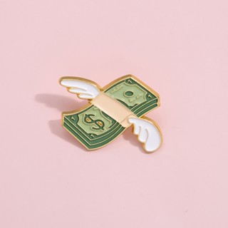 Angel Wings เข็มกลัดเงิน Pins ตลก Fly Dollar เข็มกลัดป้ายกระ…
