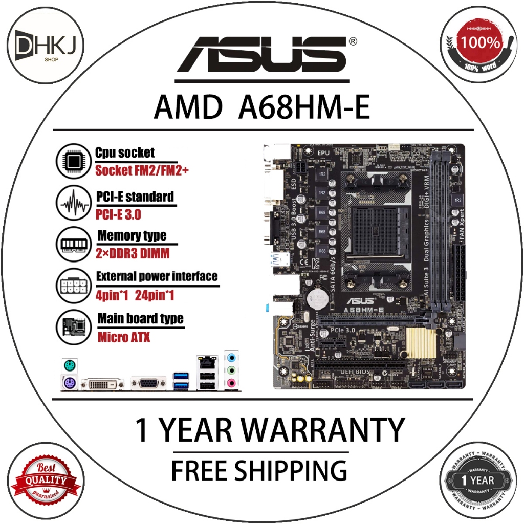 ใช้ ASUS a68hm-E a68hm-E เดสก์ท็อป a68hm เมนบอร์ด DDR3 32G AMD ซ็อกเก็ต FM2/FM2 + รองรับ a8 7680 765