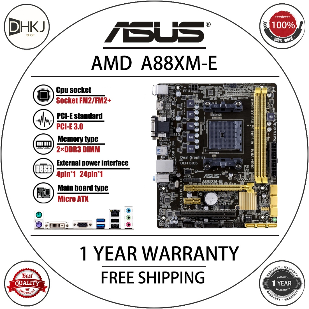 ใช้ ASUS A88XM-E/USB3.0 เมนบอร์ด AMD A88X ซ็อกเก็ต FM2/FM2+ DDR3 32GB รองรับ AMD A10-6700T A10-7850B