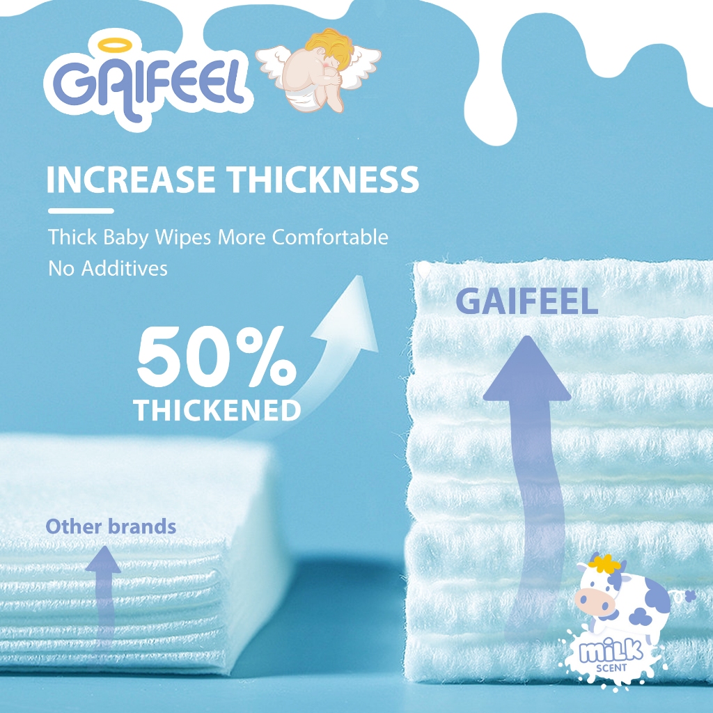 GAIFEEL รสนม ผ้าเปียกสำหรับทารกและเด็กเล็ก 3 ชุด 240 แผ่น - รูปที่ 2
