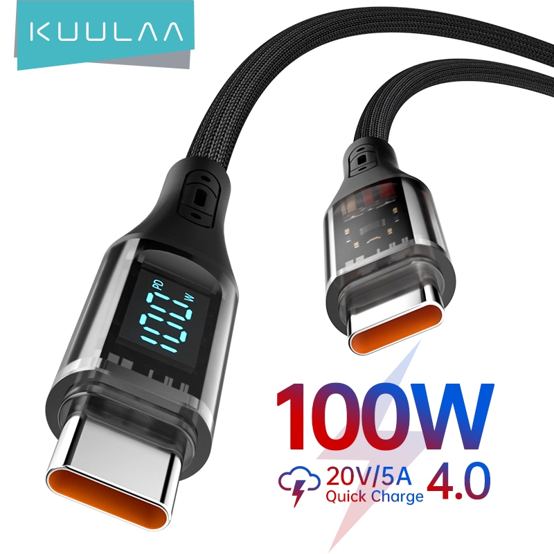 Kuulaa สายชาร์จเร็ว Type-C เป็น Type-C 100W PD QC 4.0 3.0 Type C สําหรับ Samsung Xiaomi