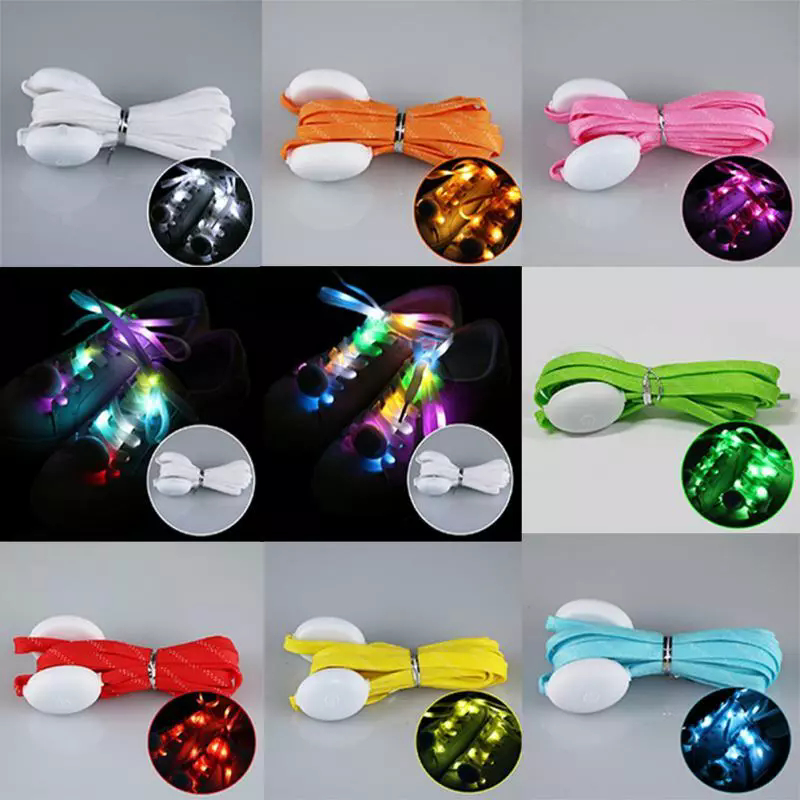 Led เชือกผูกรองเท้าเรืองแสง Luminescent Shoelace RGB Night Light Up Flash Shoestring สายรัดไนลอน กระพริบเชือกผูกรองเท้า