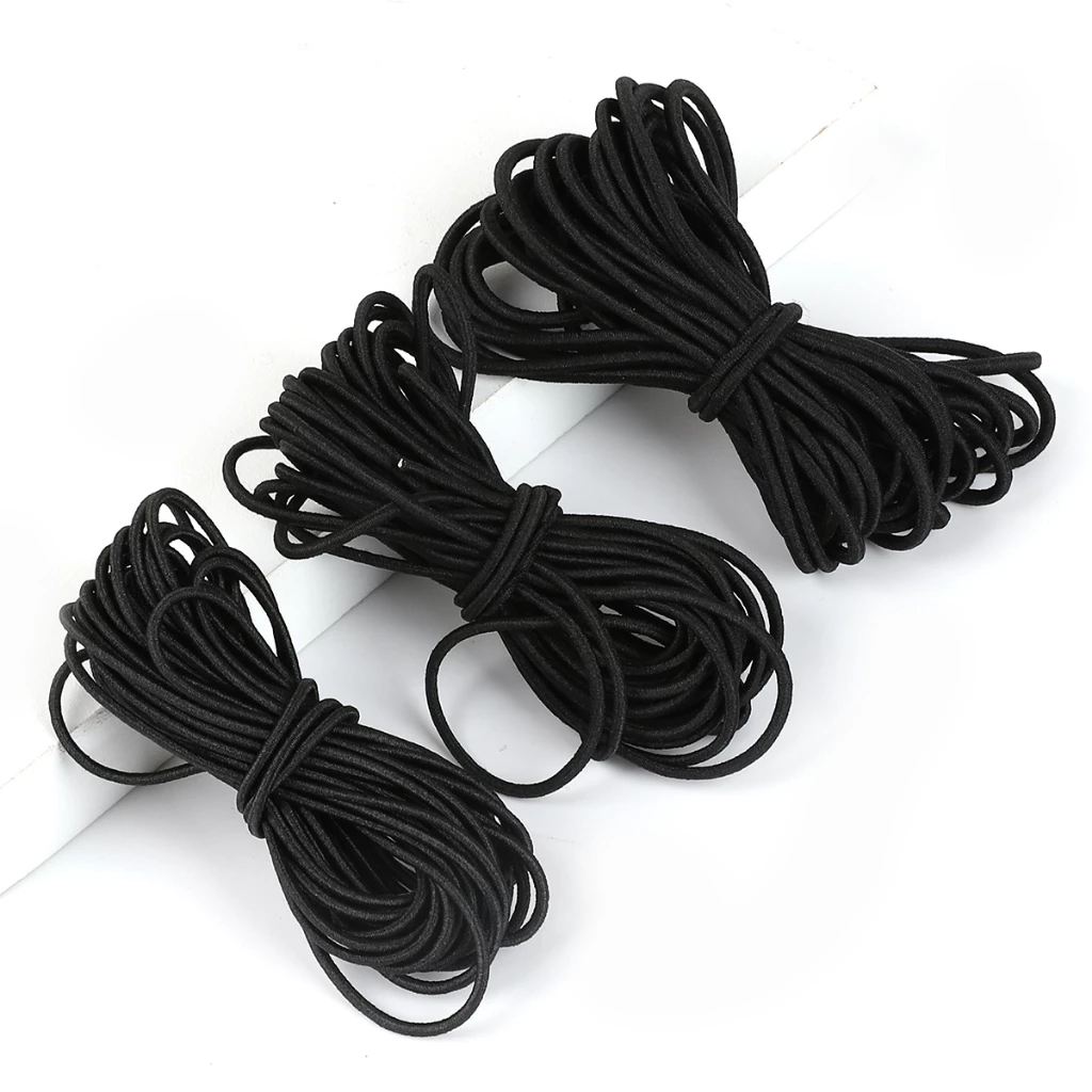 เชือกยืดยางดำคุณภาพสูง 1-5mm (ยาว 2 เมตร) สำหรับร้อยสร้อยข้อมือ สร้อยคอ DIY และทำยางรัดผม