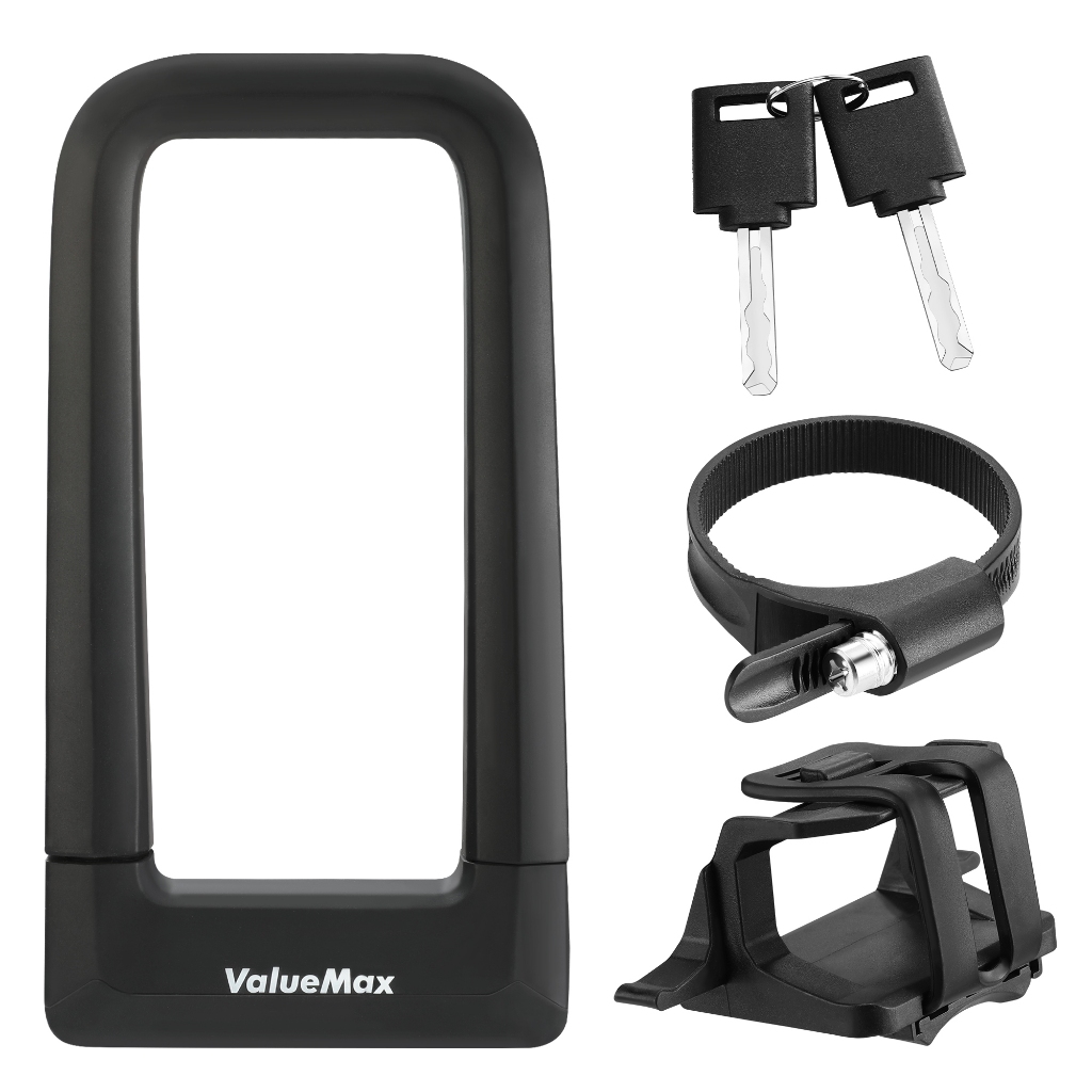 Valuemax Bike U Lock สีดํา/ส้ม กันขโมย Secure MTB Road Bike ล็อคล้อรถจักรยานยนต์พร้อมขายึดและกุญแจ